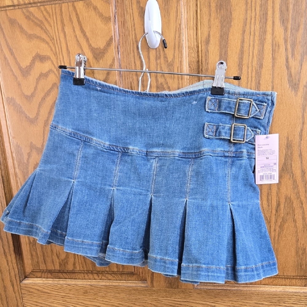 Wild Fable Blue Pleated Skater Mini Skirt